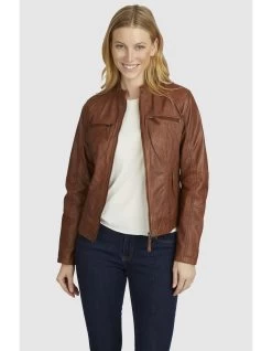 Lederjacke Lyon In Cognac